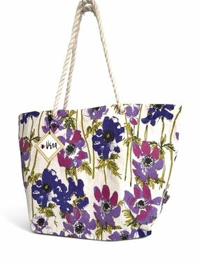 Vera Floral Poppy Canvas Tote Bag